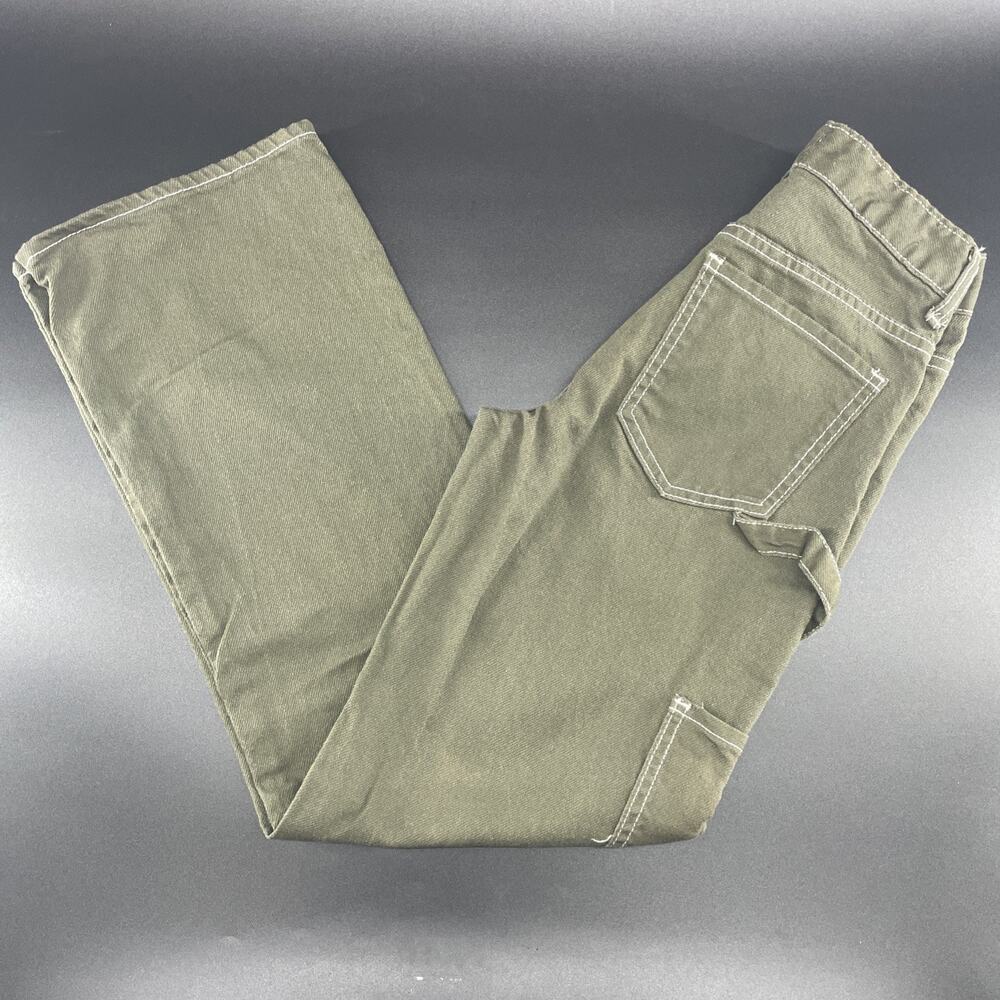 SONG Womens 00/23‎ Carpenter Jeans Olive Green Boyfriend Fit Y2K Cotton Denim